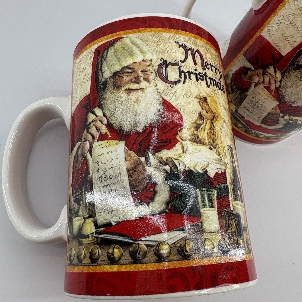Lot Of‎ 2 Burton + Burton Larry Hersberger Collection Merry Christmas Santa Mugs